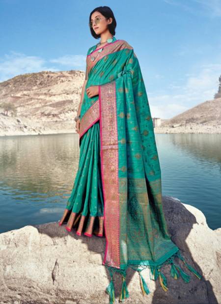 Teal Green Colour SANGAM RATNAPURAM SILK Banarasi Silk Festive Wear Designer Saree Collection 1461